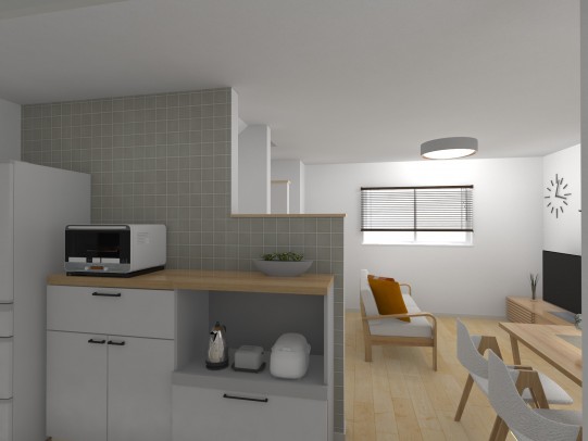 室内パース＿キッチンから